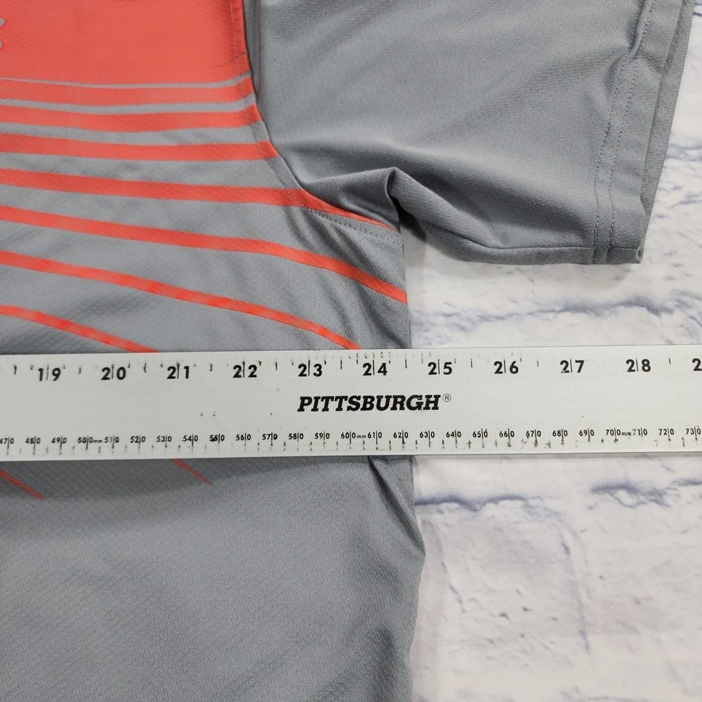 Under Armour UA MENS SZ 2XLT The Playoff Polo Performance Golf Gray Pink Striped - Picture 4 of 9
